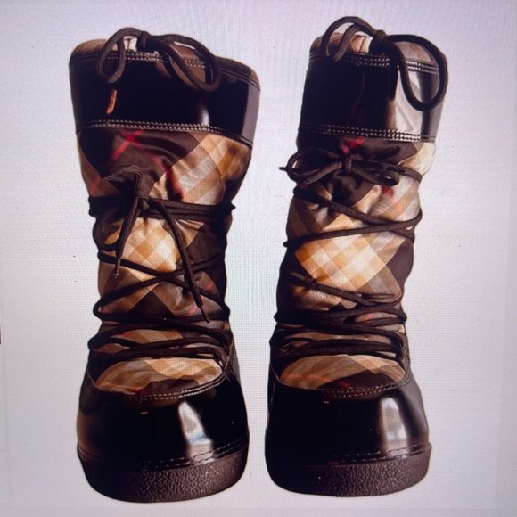 Burberry Nova Check Plaid Moon Boots Snow After Ski "Apres Ski" 7/9 - Picture 3 of 11